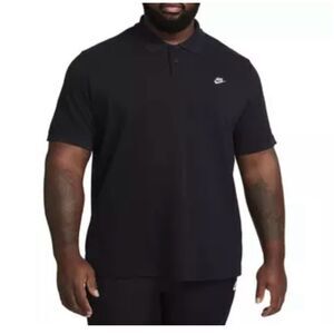 Nike 100% Cotton Black Short Sleeve Polo Shirt White Embroidered Logo Size XXL